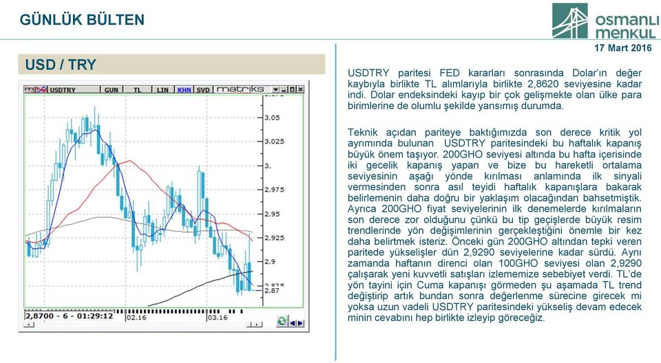 Teknik açıdan pariteye baktığımızda son derece kritik yol ayrımında bulunan USDTRY paritesindeki bu haftalık kapanış büyük önem taşıyor.