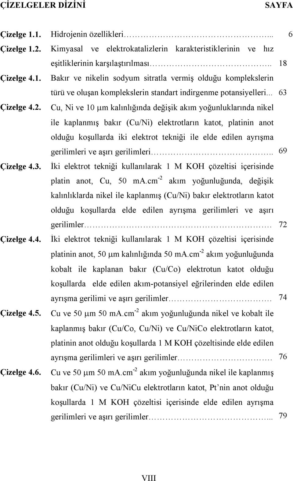 Cu, Ni ve 10 µm kalınlığında değişik akım yoğunluklarında nikel ile kaplanmış bakır (Cu/Ni) elektrotların katot, platinin anot olduğu koşullarda iki elektrot tekniği ile elde edilen ayrışma