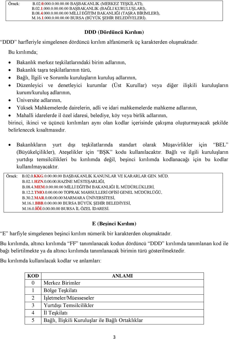 Bu kırılımda; Bakanlık merkez teģkilatlarındaki birim adlarının, Bakanlık taģra teģkilatlarının türü, Bağlı, Ġlgili ve Sorumlu kuruluģların kuruluģ adlarının, Düzenleyici ve denetleyici kurumlar (Üst