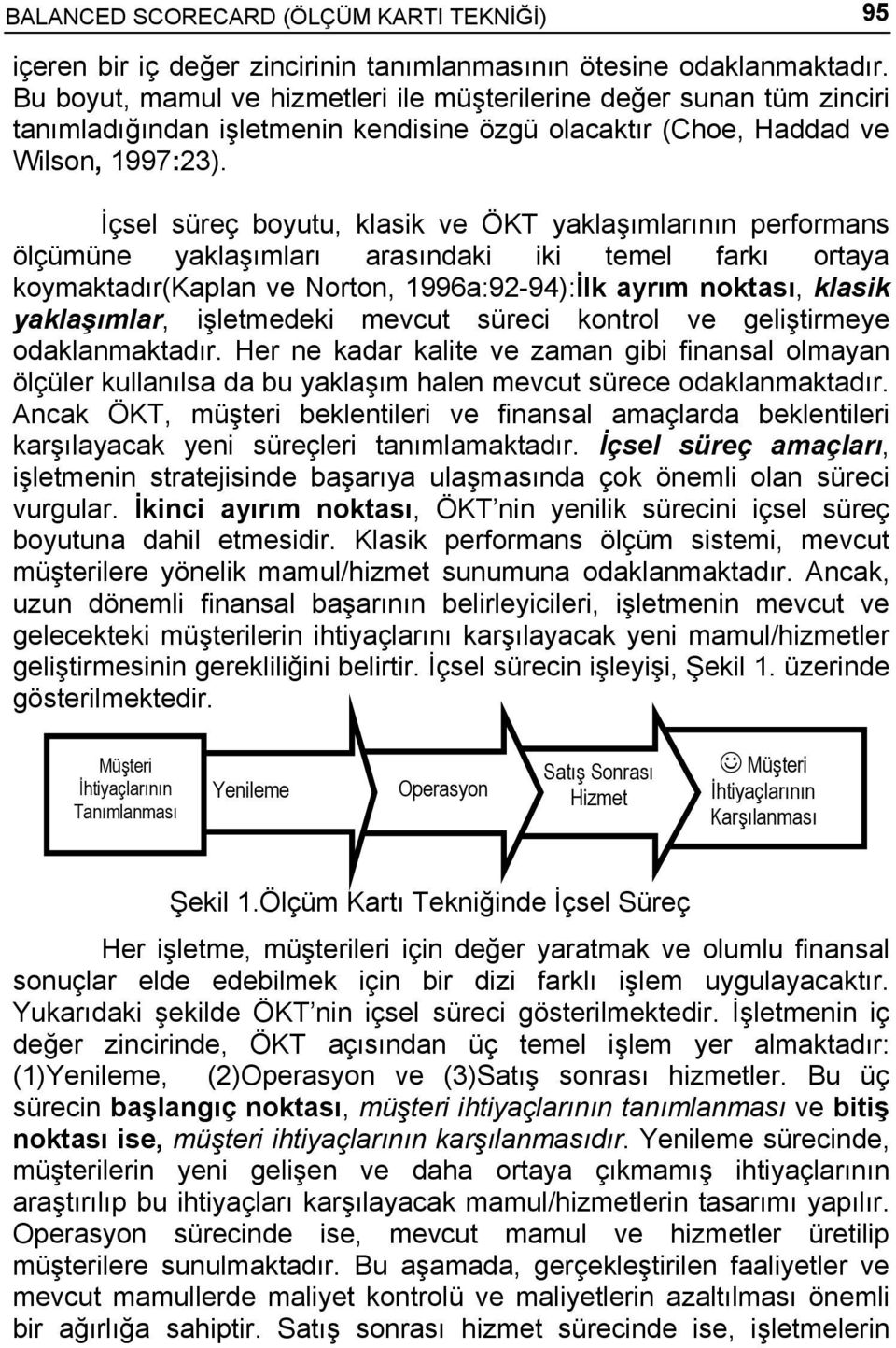 İçsel süreç boyutu, klasik ve ÖKT yaklaşımlarının performans ölçümüne yaklaşımları arasındaki iki temel farkı ortaya koymaktadır(kaplan ve Norton, 1996a:92-94):İlk ayrım noktası, klasik yaklaşımlar,