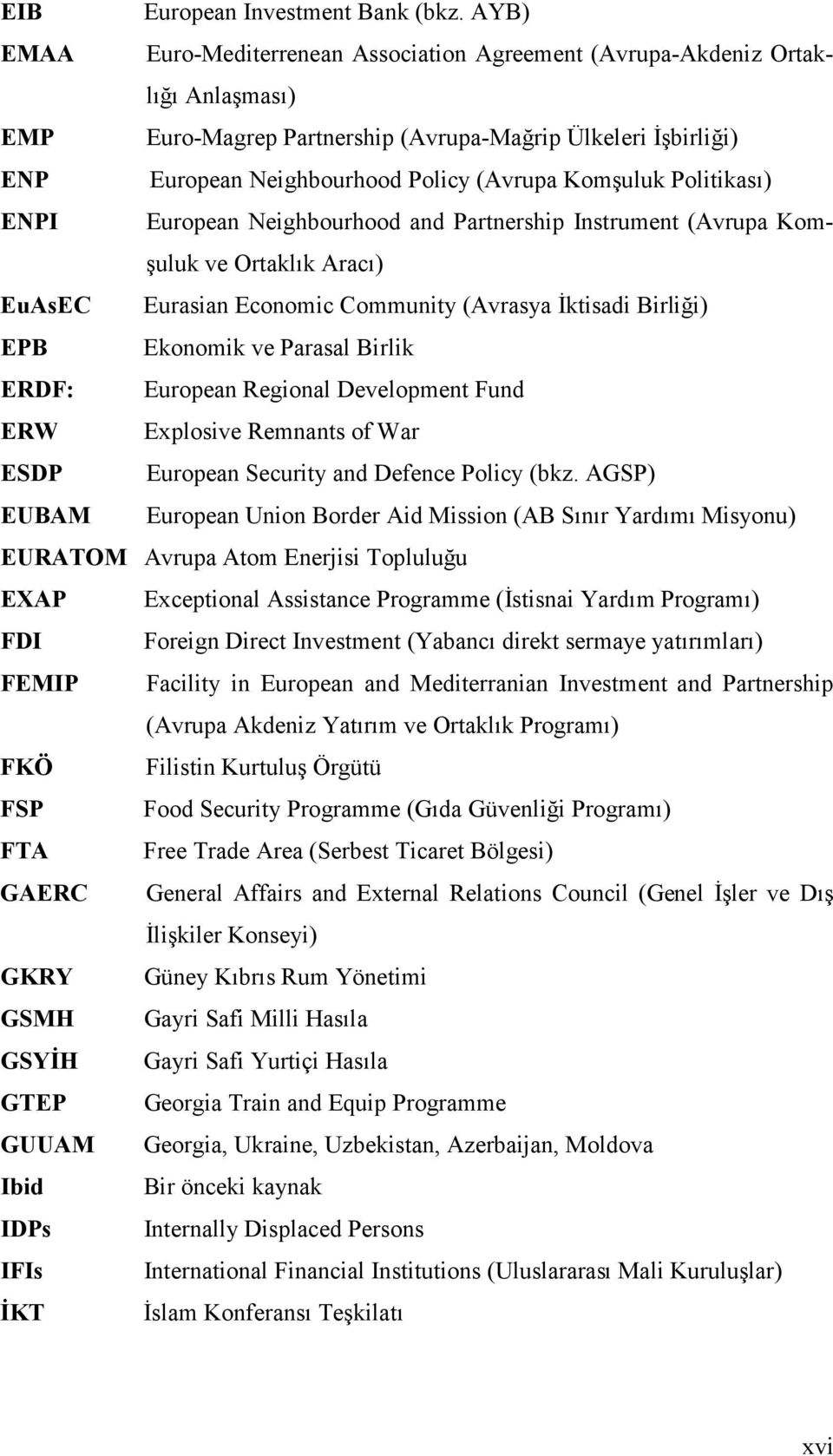 Komşuluk Politikası) ENPI European Neighbourhood and Partnership Instrument (Avrupa Komşuluk ve Ortaklık Aracı) EuAsEC Eurasian Economic Community (Avrasya Đktisadi Birliği) EPB Ekonomik ve Parasal