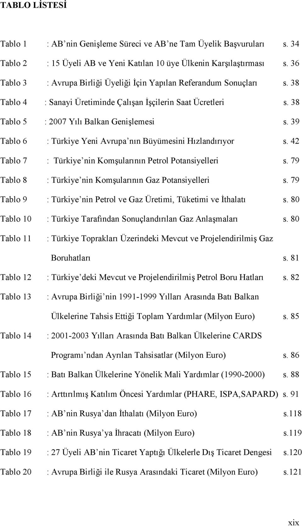 39 Tablo 6 : Türkiye Yeni Avrupa nın Büyümesini Hızlandırıyor s. 42 Tablo 7 : Türkiye nin Komşularının Petrol Potansiyelleri s. 79 Tablo 8 : Türkiye nin Komşularının Gaz Potansiyelleri s.