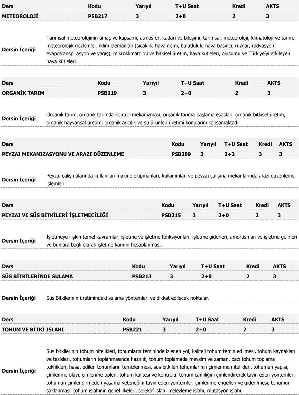 ORGANİK TARIM PSB219 3 2+0 2 3 Organik tarım, organik tarımda kontrol mekanizması, organik tarıma başlama esasları, organik bitkisel üretim, organik hayvansal üretim, organik arıcılık ve su ürünleri