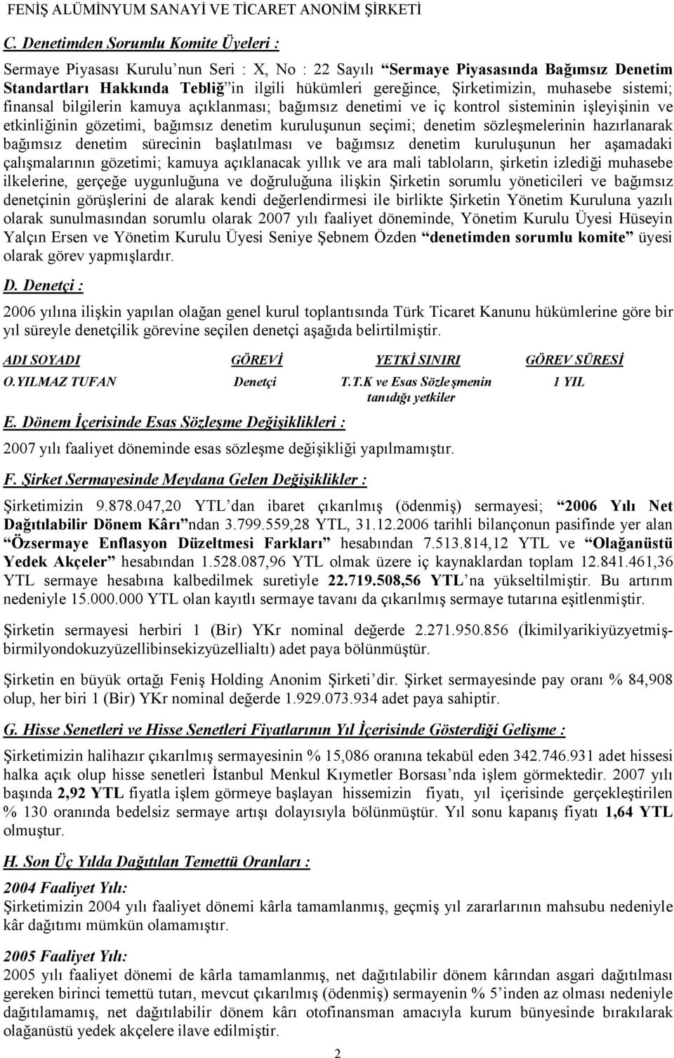 sözleşmelerinin hazırlanarak bağımsız denetim sürecinin başlatılması ve bağımsız denetim kuruluşunun her aşamadaki çalışmalarının gözetimi; kamuya açıklanacak yıllık ve ara mali tabloların, şirketin