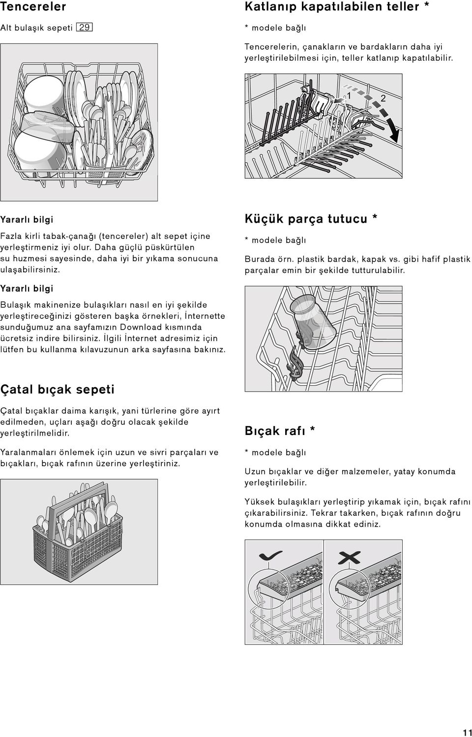 Küçük parça tutucu * * modele balı Burada örn. plastik bardak, kapak vs. gibi hafif plastik parçalar emin bir ekilde tutturulabilir.