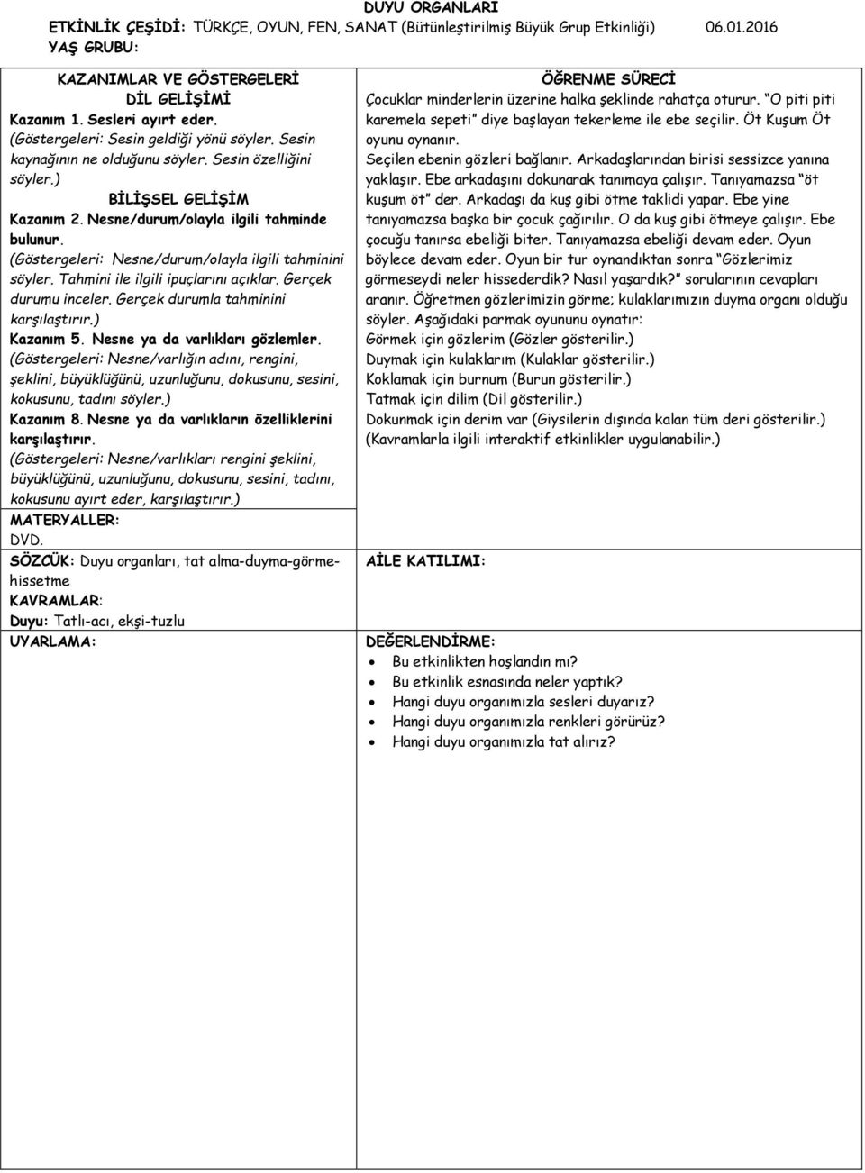 (Göstergeleri: Nesne/durum/olayla ilgili tahminini söyler. Tahmini ile ilgili ipuçlarını açıklar. Gerçek durumu inceler. Gerçek durumla tahminini karşılaştırır.) Kazanım 5.