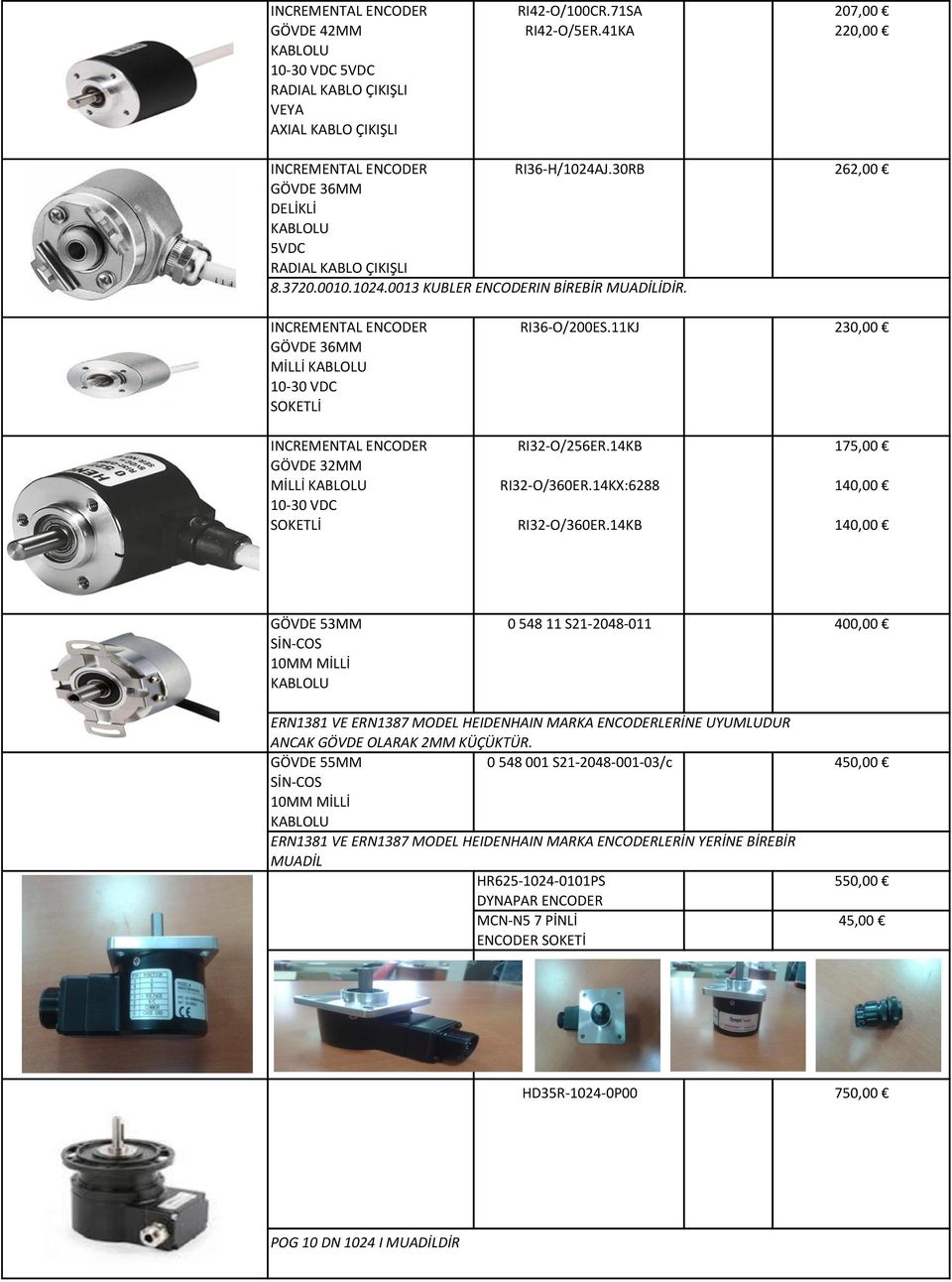 14KB 175,00 140,00 140,00 GÖVDE 53MM SİN-COS 10MM MİLLİ 0 548 11 S21-2048-011 400,00 ERN1381 VE ERN1387 MODEL HEIDENHAIN MARKA ENCODERLERİNE UYUMLUDUR ANCAK GÖVDE OLARAK 2MM