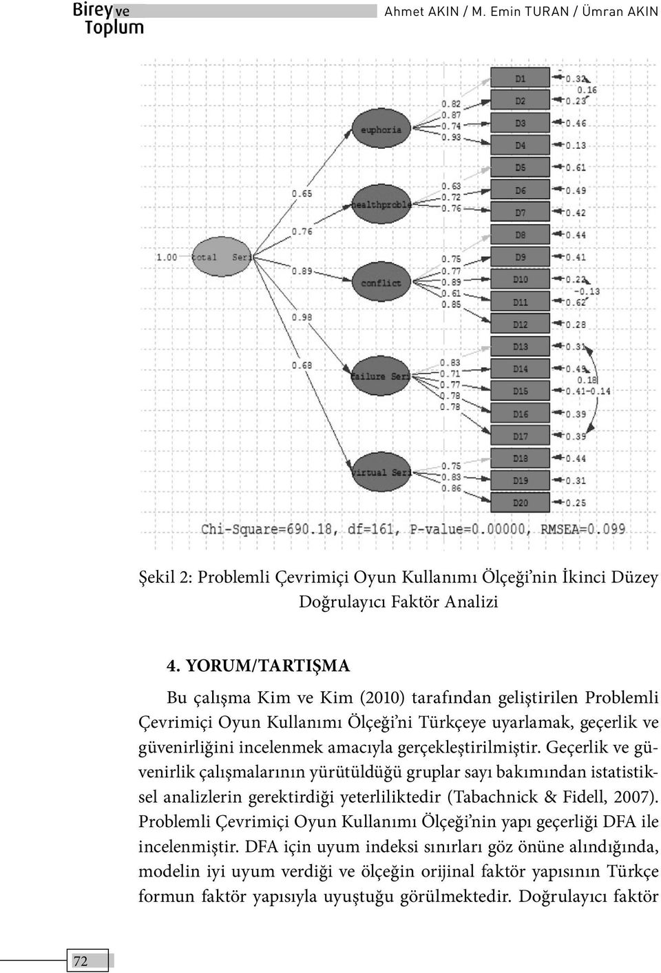 gerçekleştirilmiştir. Geçerlik ve güvenirlik çalışmalarının yürütüldüğü gruplar sayı bakımından istatistiksel analizlerin gerektirdiği yeterliliktedir (Tabachnick & Fidell, 2007).