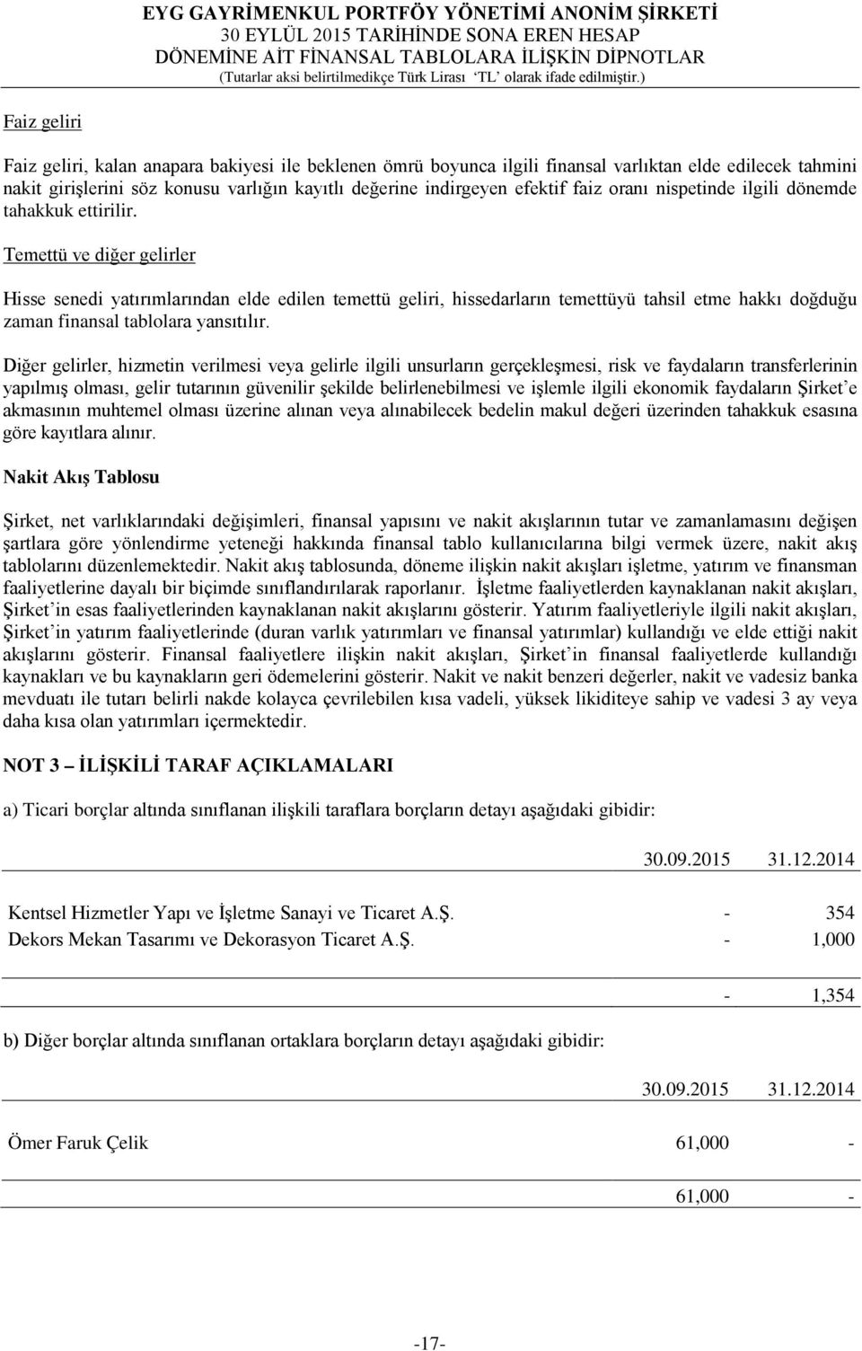 Temettü ve diğer gelirler Hisse senedi yatırımlarından elde edilen temettü geliri, hissedarların temettüyü tahsil etme hakkı doğduğu zaman finansal tablolara yansıtılır.