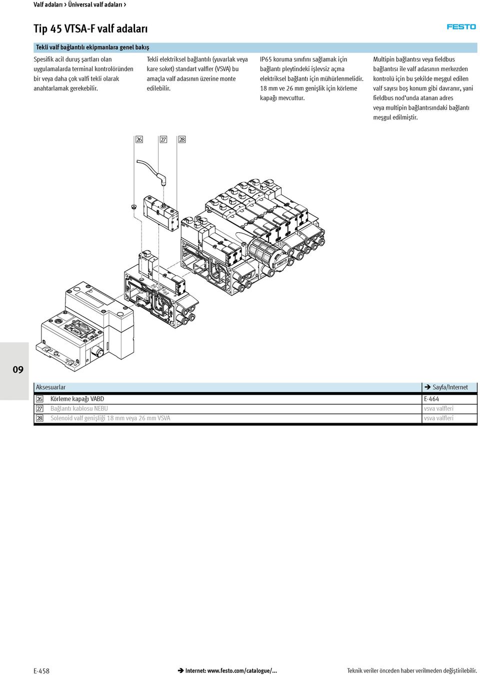 IP65 koruma sınıfını sağlamak için bağlantı pleytindeki ișlevsiz açma elektriksel bağlantı içinmühürlenmelidir. 18 mm ve 26 mm genișlik için körleme kapağı mevcuttur.