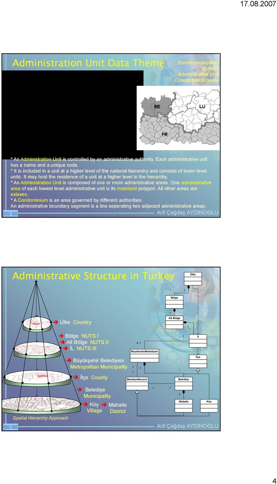 Each administrative unit has a name and a unique code. It is included in a unit at a higher level of the national hierarchy and consists of lower level units.