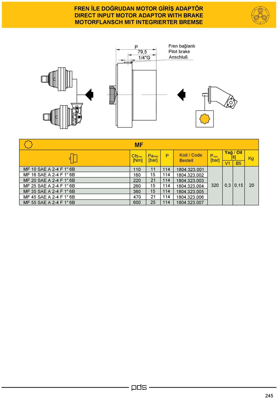 6B 3 SAE A 2 F 1" 6B SAE A 2 F 1" 6B SAE A 2 F 1" 6B 0 70 amin 180.323.001 180.323.002 180.