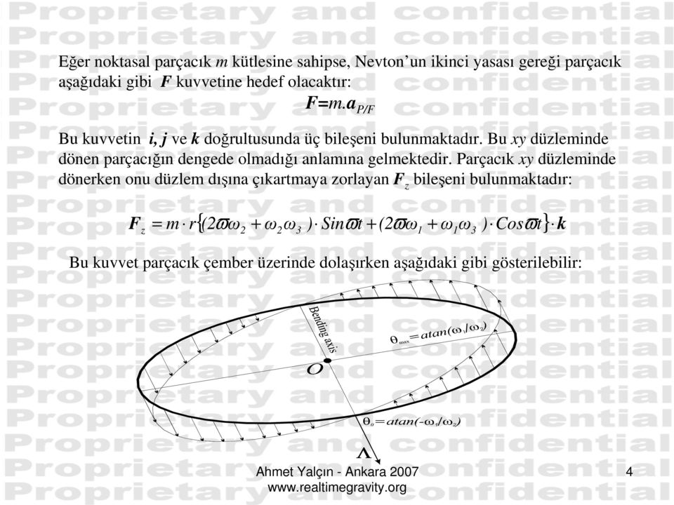 Bu xy düzleminde dönen parçacığın dengede olmadığı anlamına gelmektedir.