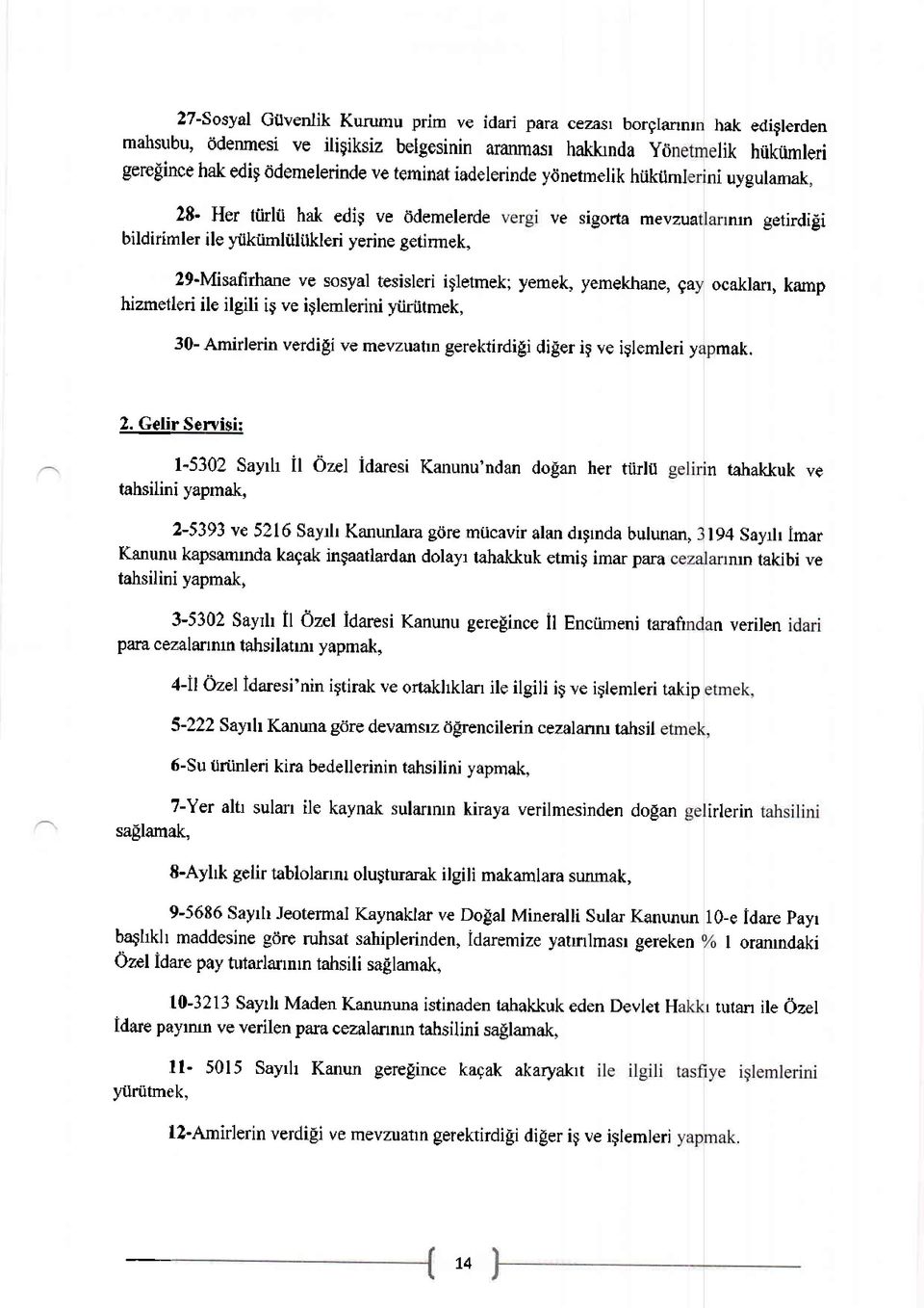 iltikleri yerine getirmek, ve slgorta mevzua nrn getirdili 29-Misafirhane ve sosyal tesisleri igletmek; yemek, yemekhane, ga hizmetleri ile ilgili ig ve iglemlerini yiiriitmek, 30- Amirlerin verdili