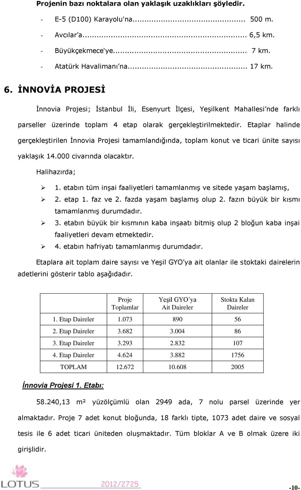 İNNOVİA PROJESİ İnnovia Projesi; İstanbul İli, Esenyurt İlçesi, Yeşilkent Mahallesi nde farklı parseller üzerinde toplam 4 etap olarak gerçekleştirilmektedir.