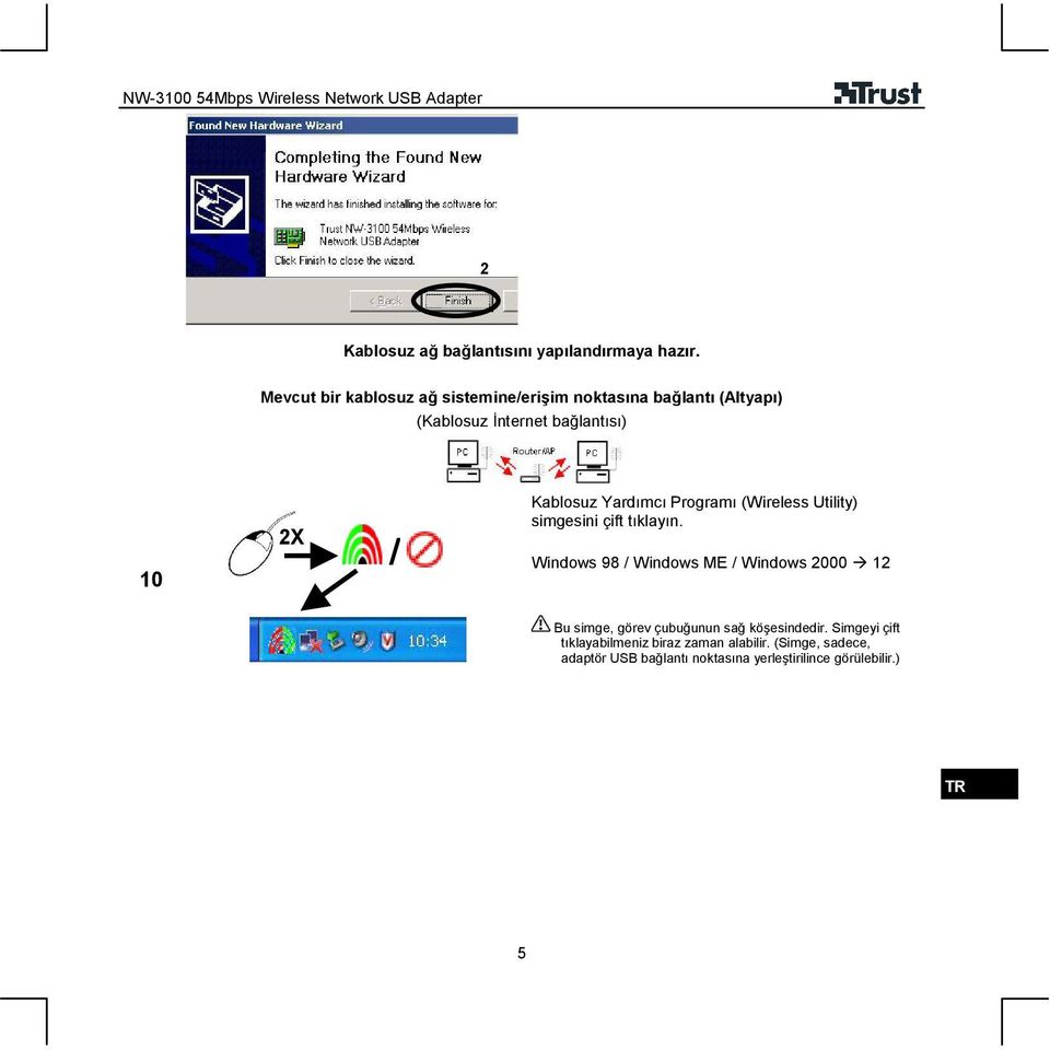 Kablosuz Yardımcı Programı (Wireless Utility) simgesini çift tıklayın.