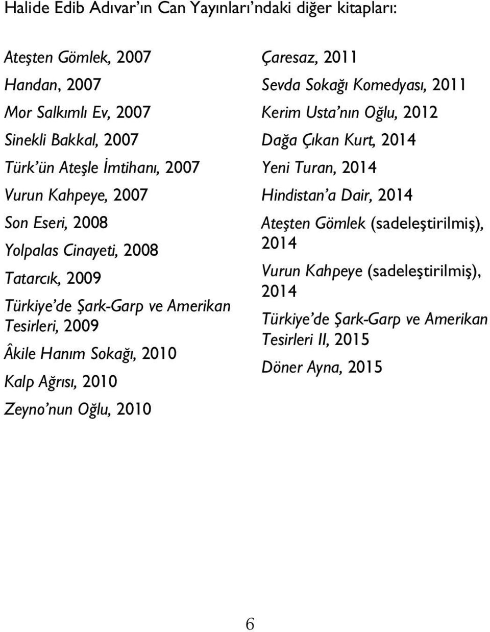 Sokağı, 2010 Kalp Ağrısı, 2010 Zeyno nun Oğlu, 2010 Çaresaz, 2011 Sevda Sokağı Komedyası, 2011 Kerim Usta nın Oğlu, 2012 Dağa Çıkan Kurt, 2014 Yeni Turan,