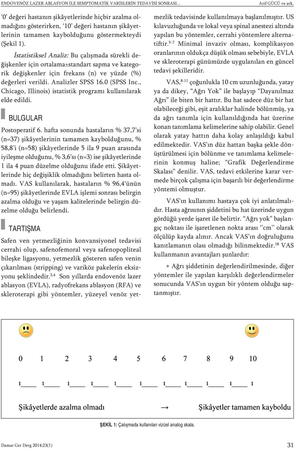 İstatistiksel Analiz: Bu çalışmada sürekli değişkenler için ortalama±standart sapma ve kategorik değişkenler için frekans (n) ve yüzde (%) değerleri verildi. Analizler SPSS 16.0 (SPSS Inc.