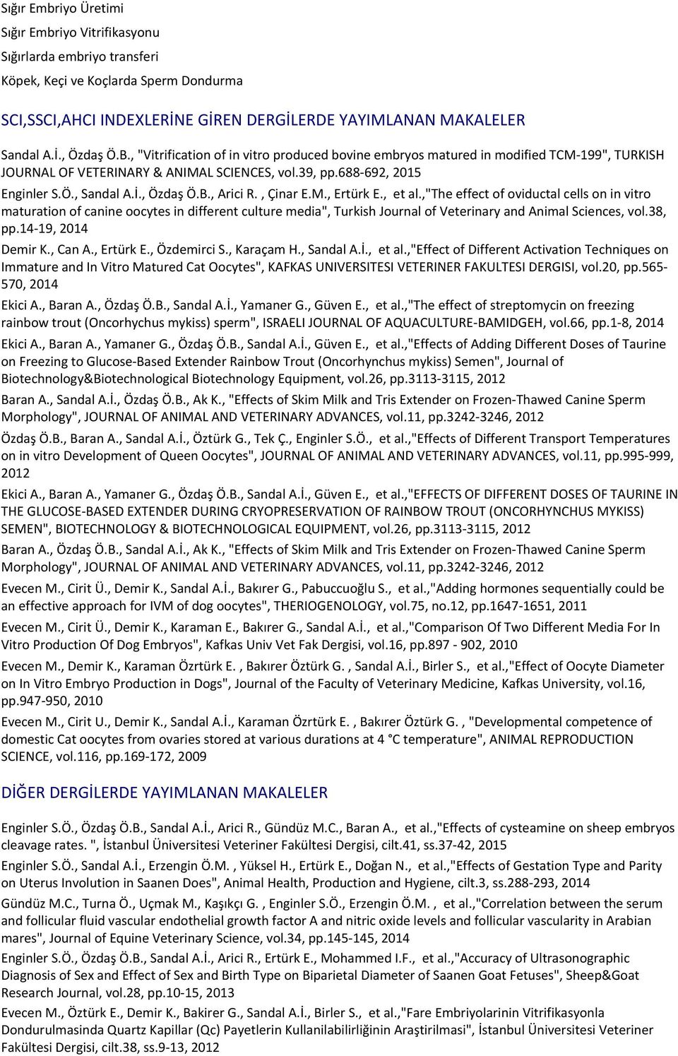 , Çinar E.M., Ertürk E., et al.,"the effect of oviductal cells on in vitro maturation of canine oocytes in different culture media", Turkish Journal of Veterinary and Animal Sciences, vol.38, pp.