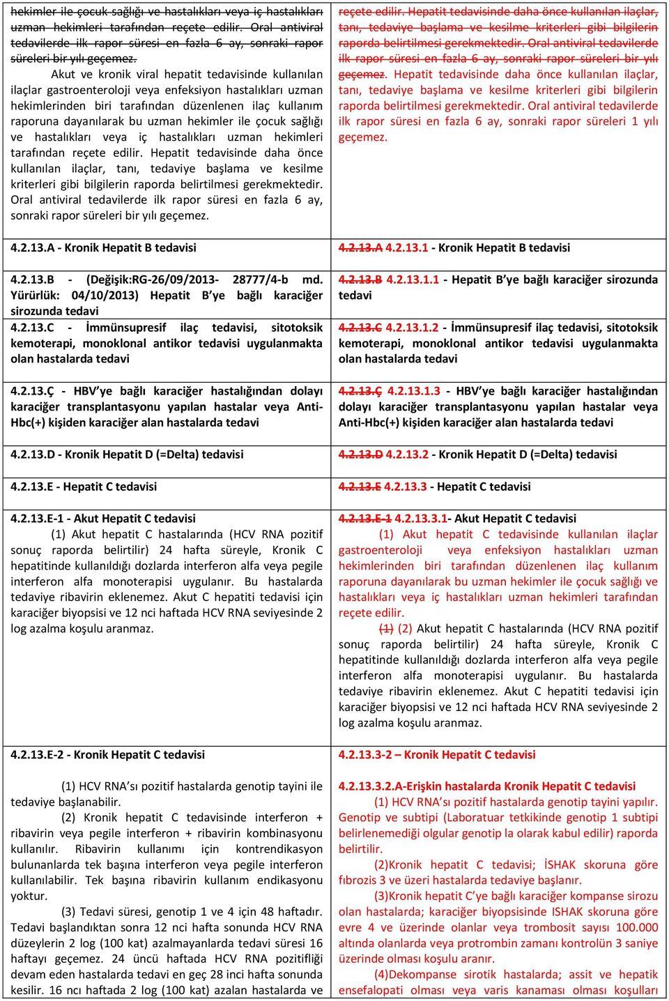 Akut ve kronik viral hepatit tedavisinde kullanılan ilaçlar gastroenteroloji veya enfeksiyon hastalıkları uzman hekimlerinden biri tarafından düzenlenen ilaç kullanım raporuna dayanılarak bu uzman 