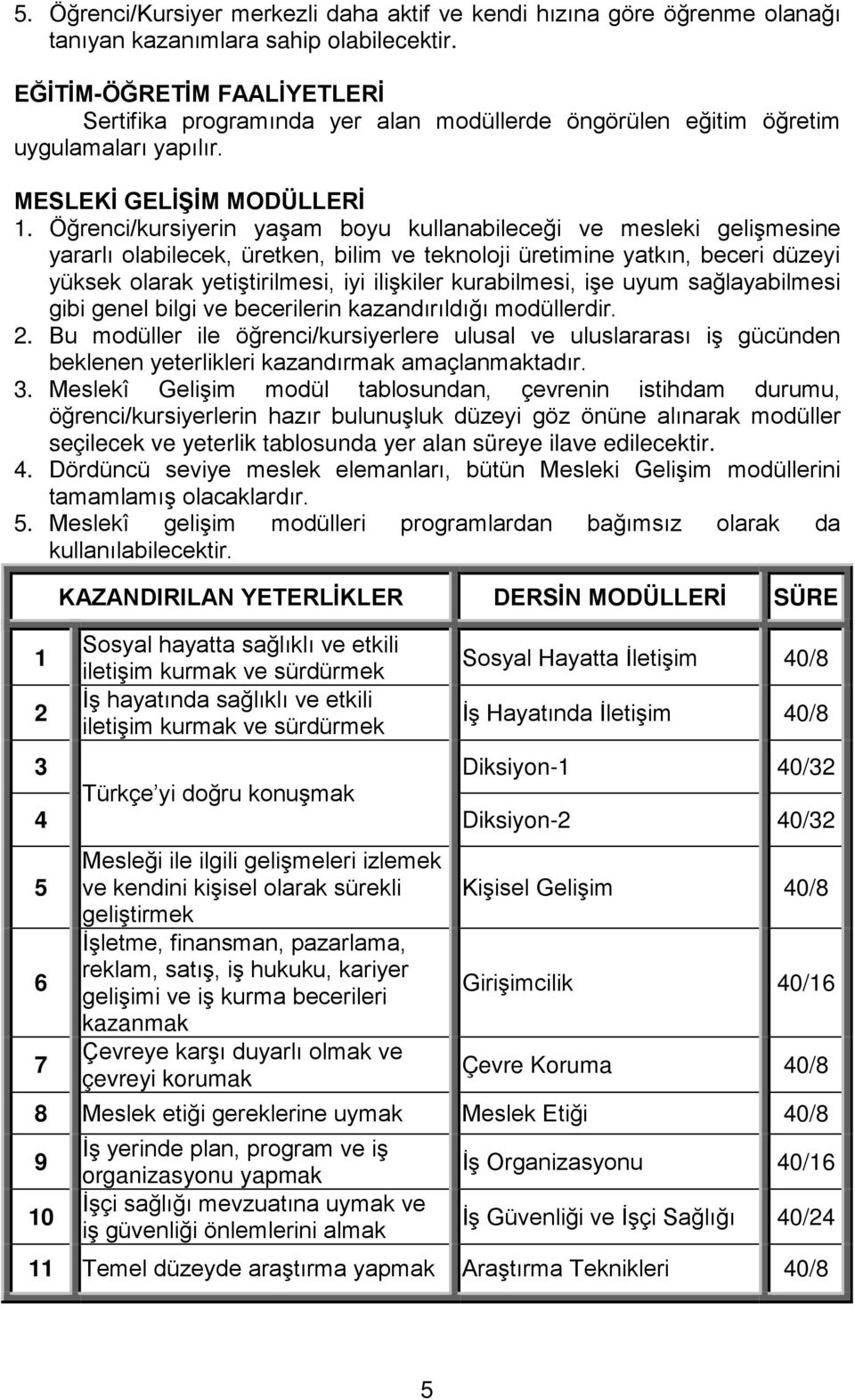 Öğrenci/kursiyerin yaşam boyu kullanabileceği ve mesleki gelişmesine yararlı olabilecek, üretken, bilim ve teknoloji üretimine yatkın, beceri düzeyi yüksek olarak yetiştirilmesi, iyi ilişkiler