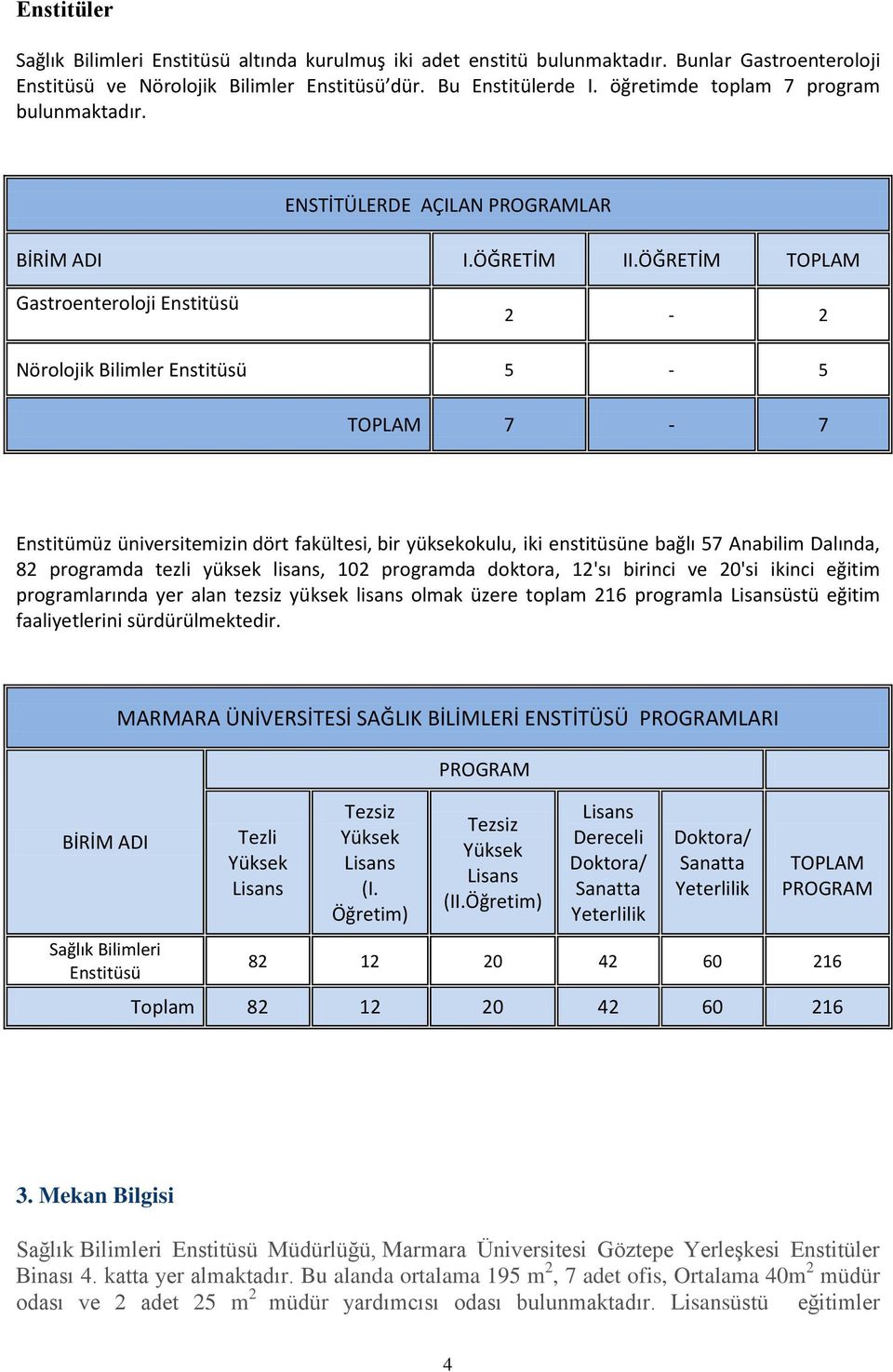 ÖĞRETİM TOPLAM Gastroenteroloji Enstitüsü 2-2 Nörolojik Bilimler Enstitüsü 5-5 TOPLAM 7-7 Enstitümüz üniversitemizin dört fakültesi, bir yüksekokulu, iki enstitüsüne bağlı 57 Anabilim Dalında, 82