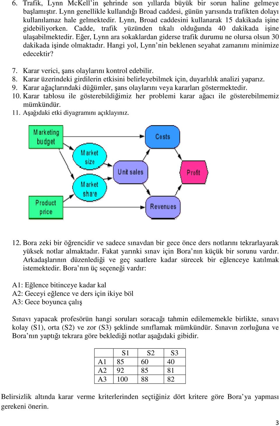 Eğer, Lynn ara sokaklardan giderse trafik durumu ne olursa olsun 30 dakikada işinde olmaktadır. Hangi yol, Lynn nin beklenen seyahat zamanını minimize edecektir? 7.