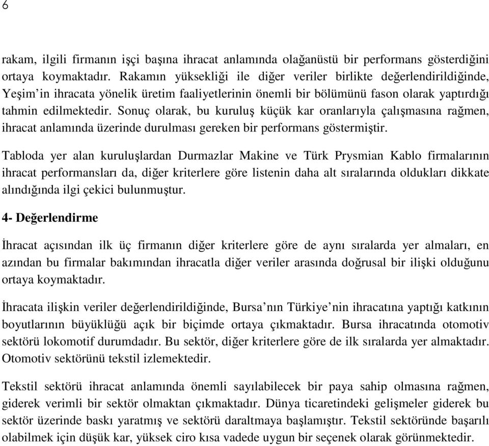 Sonuç olarak, bu kuruluş küçük kar oranlarıyla çalışmasına rağmen, ihracat anlamında üzerinde durulması gereken bir performans göstermiştir.