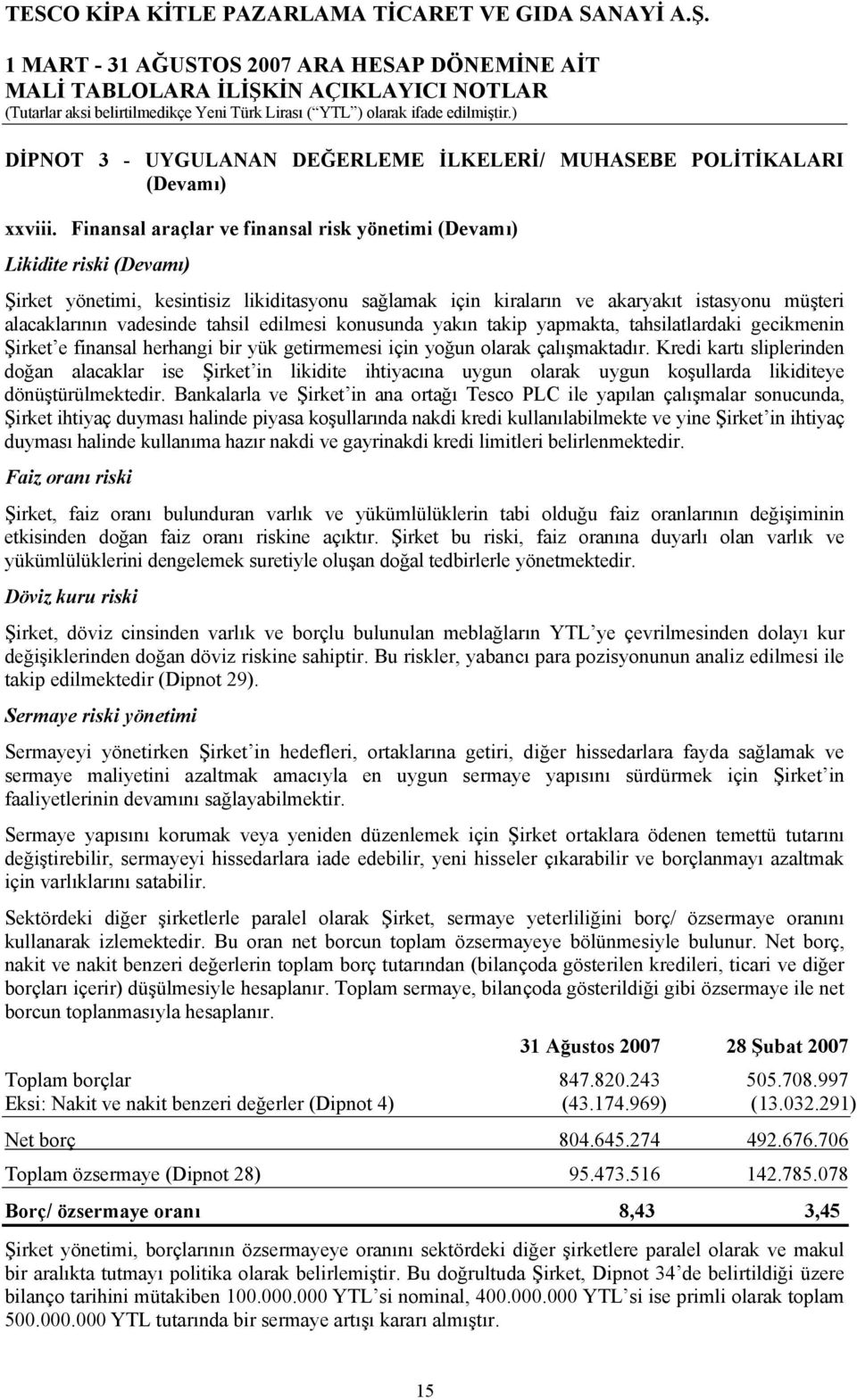 tahsil edilmesi konusunda yakın takip yapmakta, tahsilatlardaki gecikmenin Şirket e finansal herhangi bir yük getirmemesi için yoğun olarak çalışmaktadır.