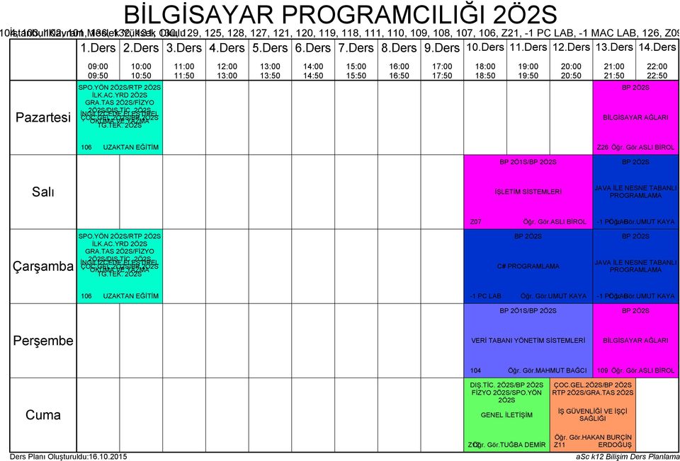 UMUT KAYA SPO.YÖN 2Ö2S/RTP 2Ö2S İLK.AC.YRD 2Ö2S GRA.TAS 2Ö2S/FİZYO 2Ö2S/DIŞ.TİC. 2Ö2S ÇOC.GEL.2Ö2S/BP 2Ö2S TG.TEK.