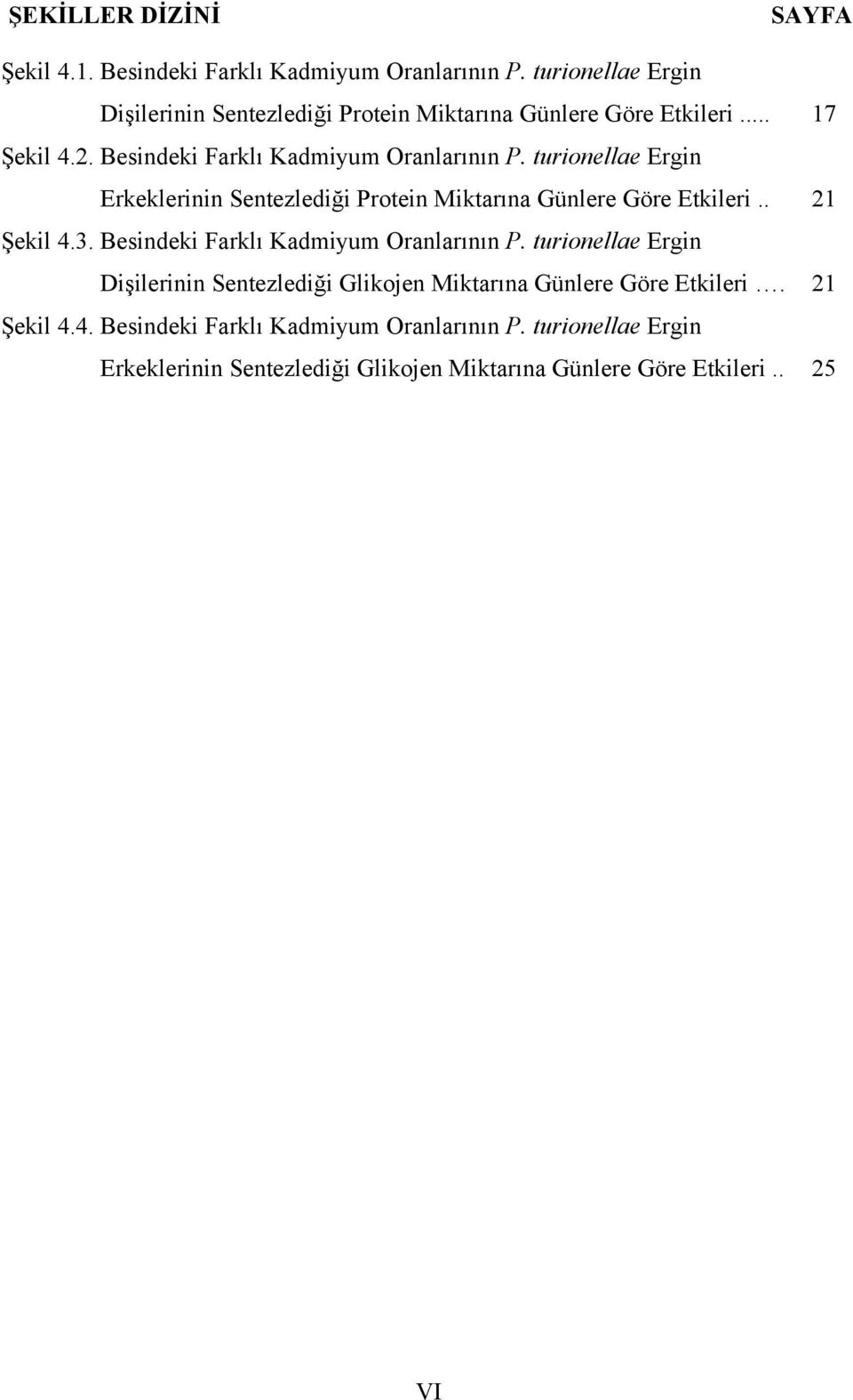 turionellae Ergin Erkeklerinin Sentezlediği Protein Miktarına Günlere Göre Etkileri.. 21 Şekil 4.3. Besindeki Farklı Kadmiyum Oranlarının P.