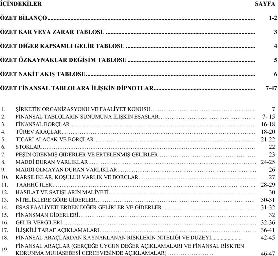 STOKLAR 22 7. PEŞİN ÖDENMİŞ GİDERLER VE ERTELENMİŞ GELİRLER 23 8. MADDİ DURAN VARLIKLAR. 24-25 9. MADDİ OLMAYAN DURAN VARLIKLAR..26 10. KARŞILIKLAR, KOŞULLU VARLIK VE BORÇLAR.27 11.