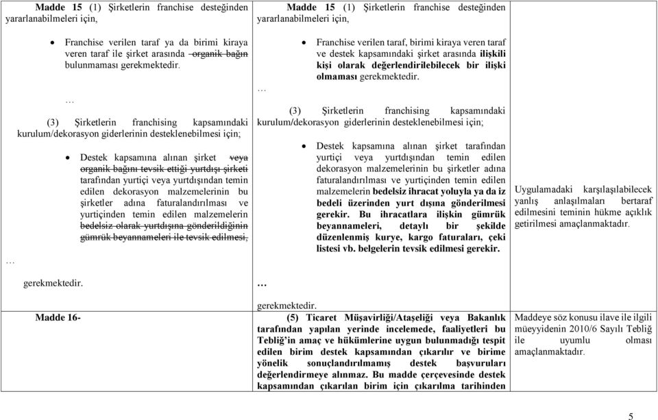 Madde 16- Destek kapsamına alınan şirket veya organik bağını tevsik ettiği yurtdışı şirketi tarafından yurtiçi veya yurtdışından temin edilen dekorasyon malzemelerinin bu şirketler adına