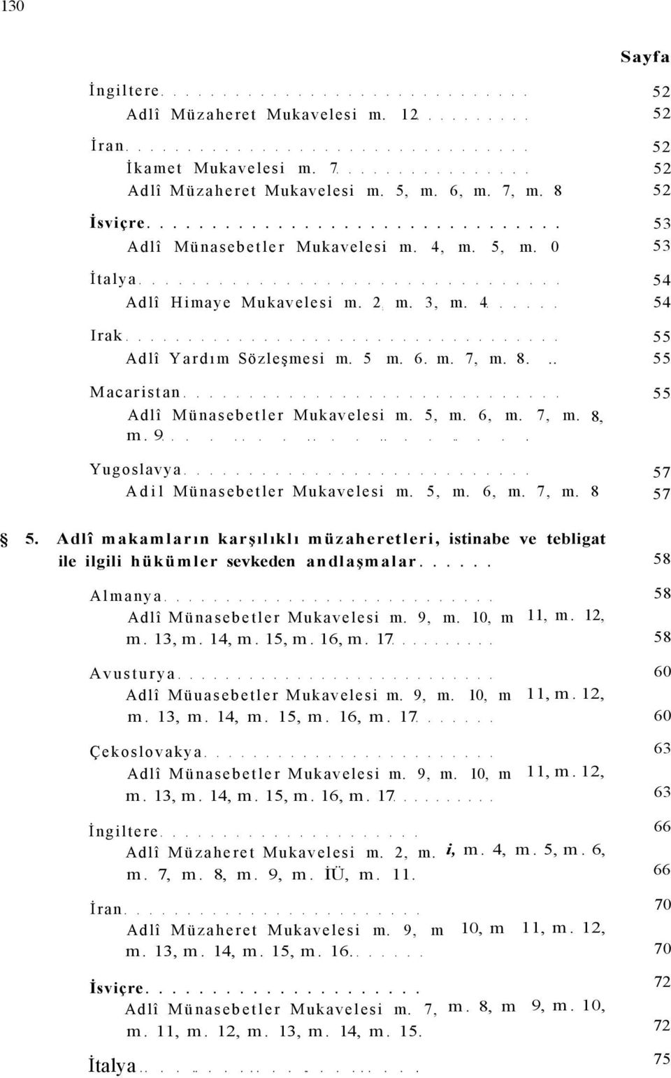 Adlî makamların karşılıklı müzaheretleri, istinabe ve tebligat ile ilgili hükümler sevkeden andlaşmalar 58 Almanya Adlî Münasebetler m. 9, m. 10, m m. 13, m. 14, m. 15, m. 16, m.