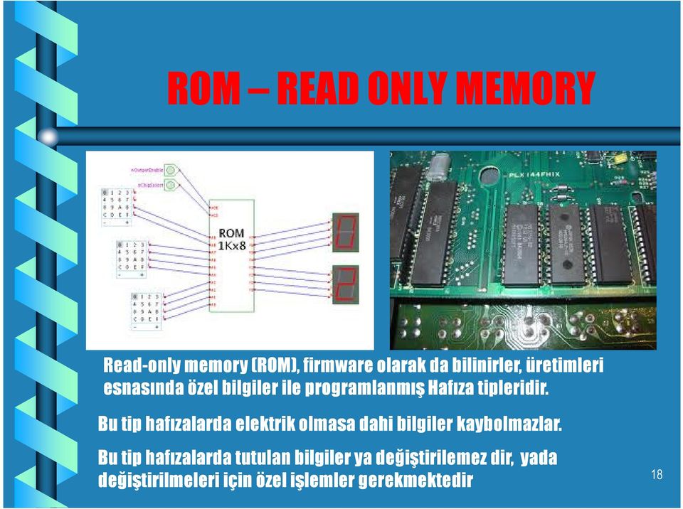 Bu tip hafızalarda elektrik olmasa dahi bilgiler kaybolmazlar.