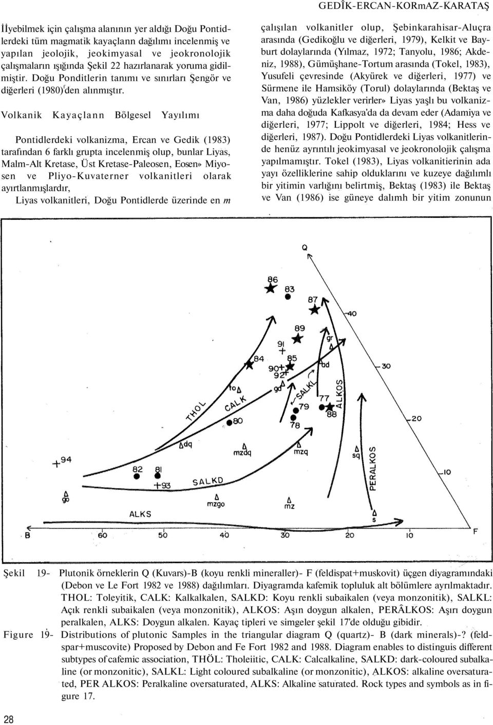 Volkanik Kayaçlann Bölgesel Yayılımı Pontidlerdeki volkanizma, Ercan ve Gedik (1983) tarafından 6 farklı grupta incelenmiş olup, bunlar Liyas, Malm-Alt Kretase, Üst Kretase-Paleosen, Eosen» Miyosen