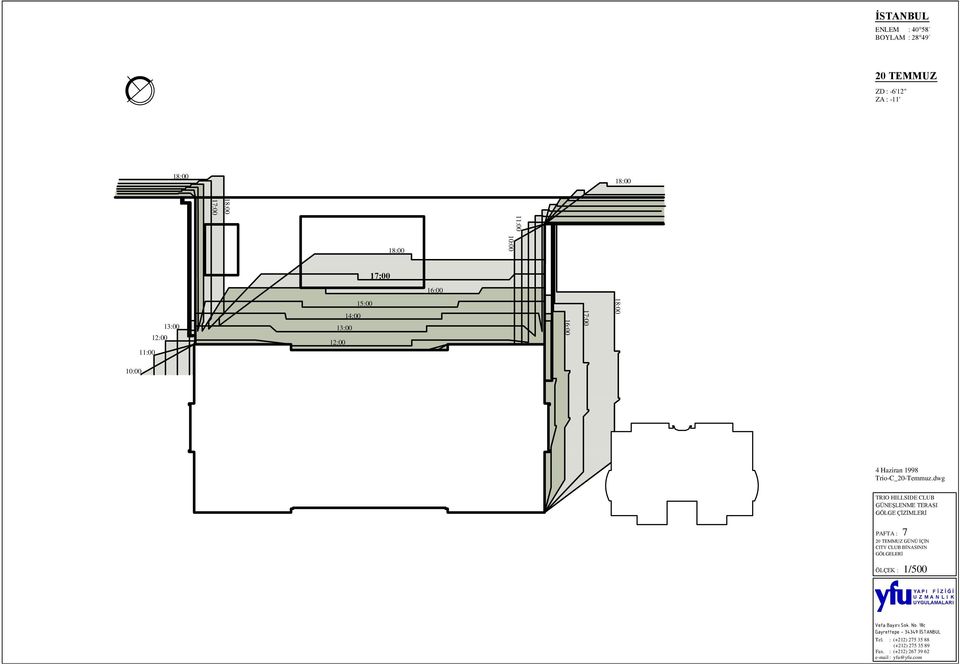 dwg TRIO HILLSIDE CLUB GÜNEŞLENME TERASI GÖLGE ÇİZİMLERİ PAFTA : 7 20 TEMMUZ GÜNÜ İÇİN CITY CLUB