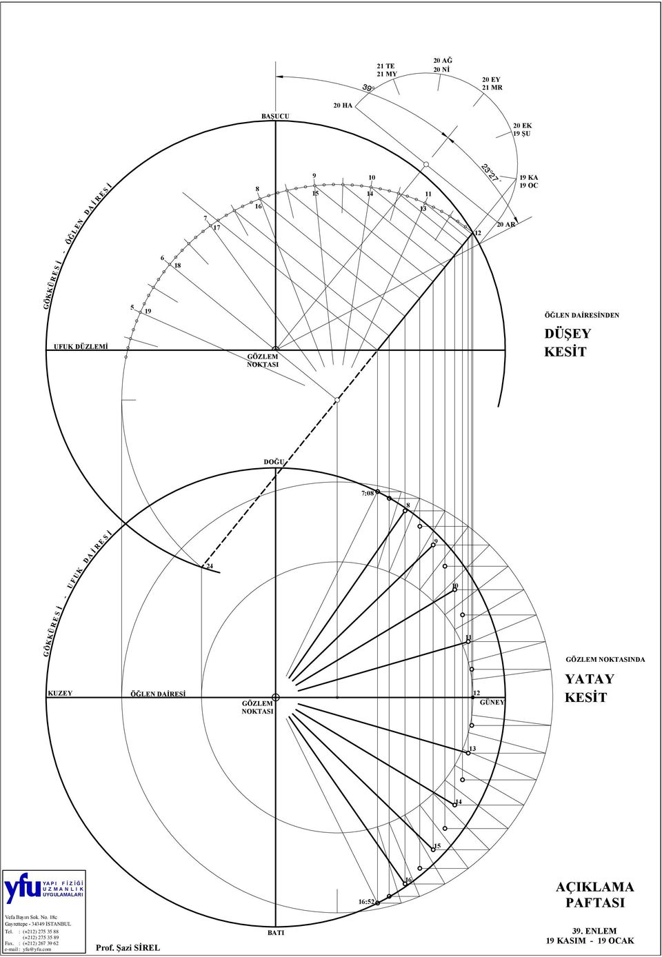 DAİRESİ GÖZLEM NOKTASI 12 GÜNEY YATAY KESİT 13 14 15 YA P I F İ Z İ Ğ İ U Z M A N L I K UYGULAMALARI 16:52 16 AÇIKLAMA PAFTASI Vefa Bayırı Sok. No.