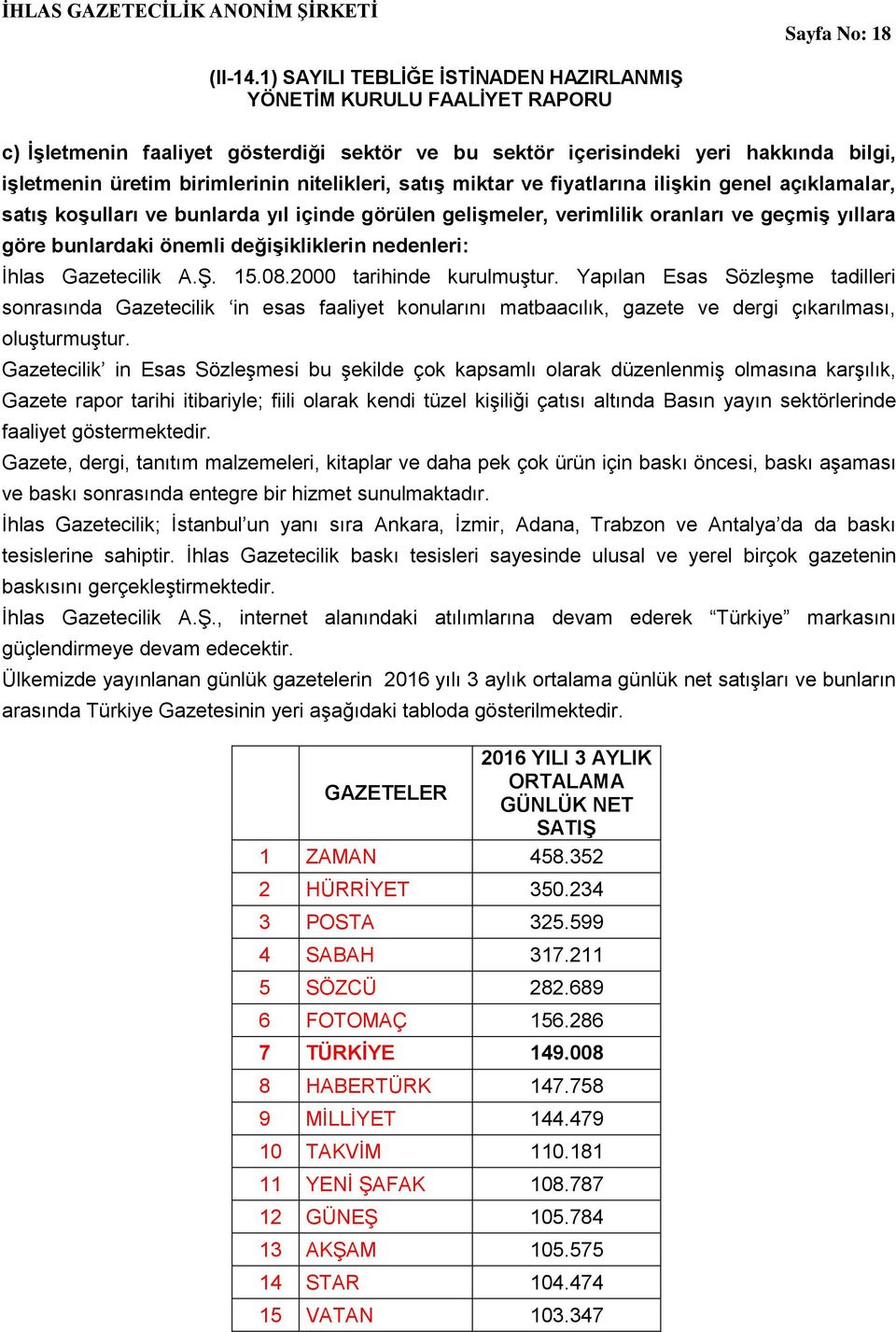 2000 tarihinde kurulmuştur. Yapılan Esas Sözleşme tadilleri sonrasında Gazetecilik in esas faaliyet konularını matbaacılık, gazete ve dergi çıkarılması, oluşturmuştur.