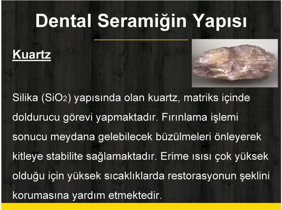 Fırınlama işlemi sonucu meydana gelebilecek büzülmeleri önleyerek kitleye