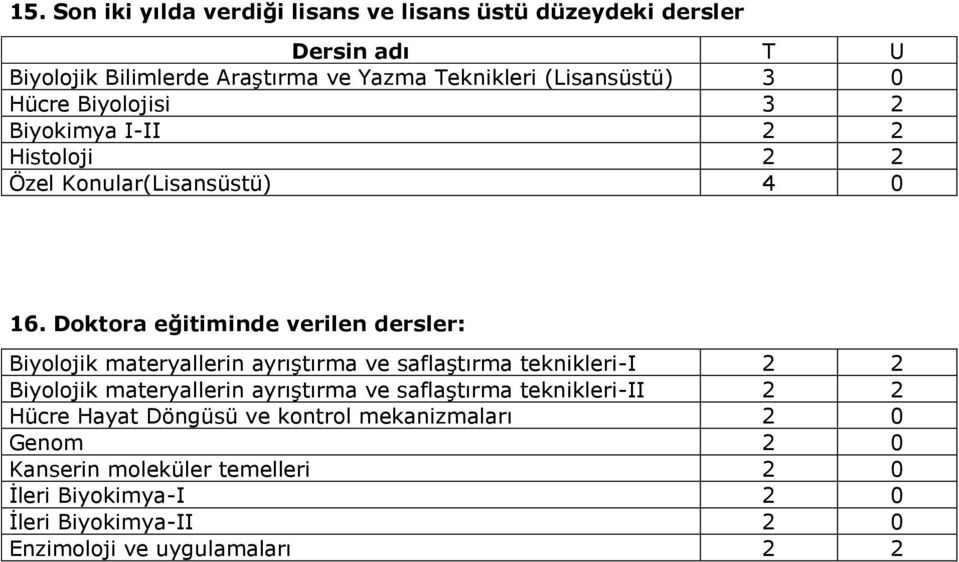 Doktora eğitiminde verilen dersler: Biyolojik materyallerin ayrıştırma ve saflaştırma teknikleri-i 2 2 Biyolojik materyallerin ayrıştırma ve