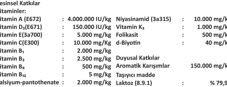 000 mg/kg 2.500 mg/kg 500 mg/kg 5 mg/kg 2.