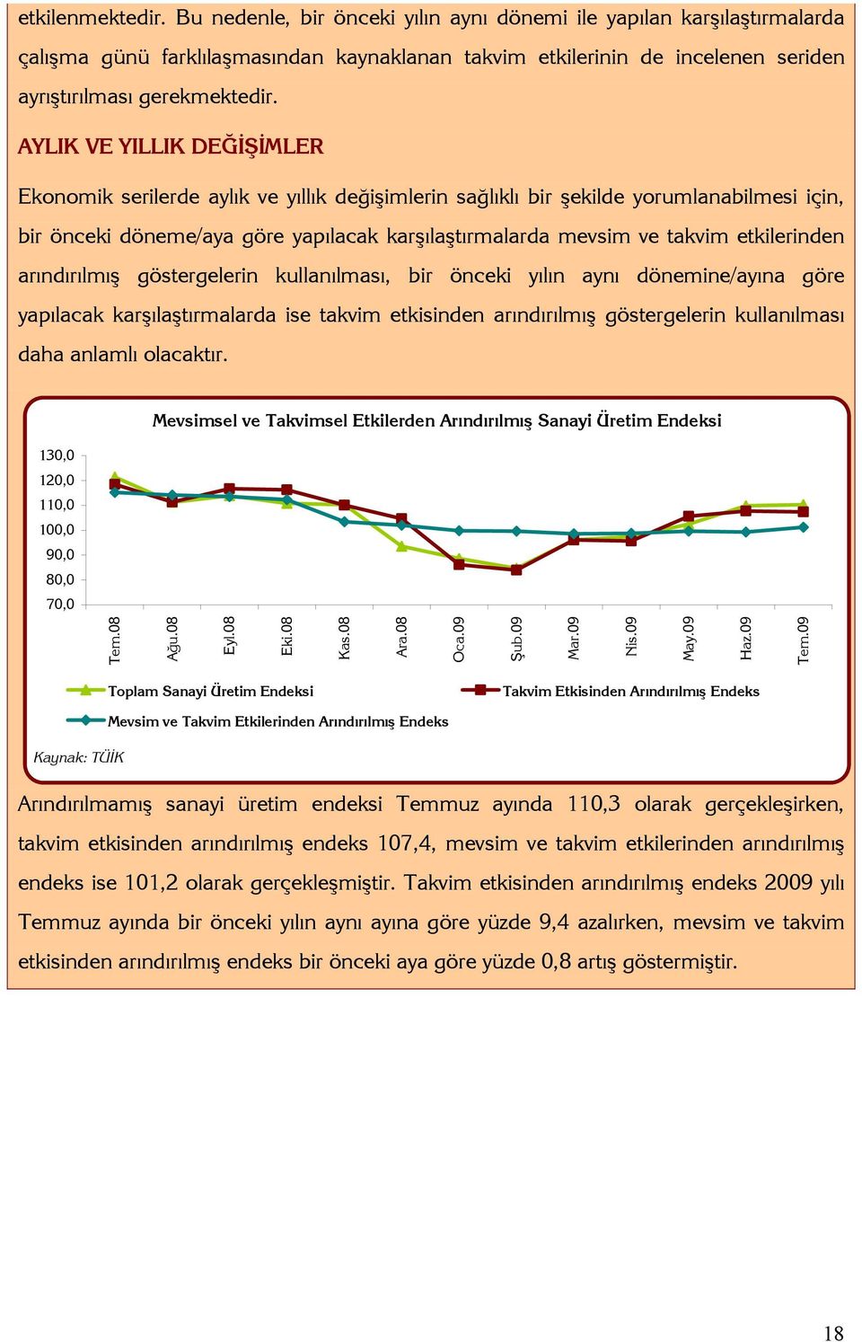 AYLIK VE YILLIK DEĞİŞİMLER Ekonomik serilerde aylık ve yıllık değişimlerin sağlıklı bir şekilde yorumlanabilmesi için, bir önceki döneme/aya göre yapılacak karşılaştırmalarda mevsim ve takvim