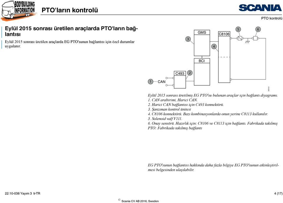 3. Şanzıman kontrol ünitesi 4. C8106 konnektörü. Bazı kombinasyonlarda onun yerine C8113 kullanılır. 5. Solenoid valf V111. 6. Onay sensörü.