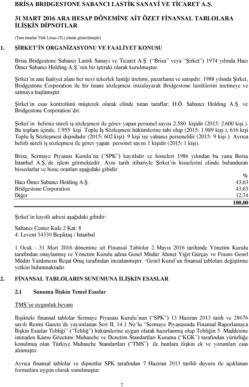 1988 yılında Şirket, Bridgestone Corporation ile bir lisans sözleşmesi imzalayarak Bridgestone lastiklerini üretmeye ve satmaya başlamıştır.