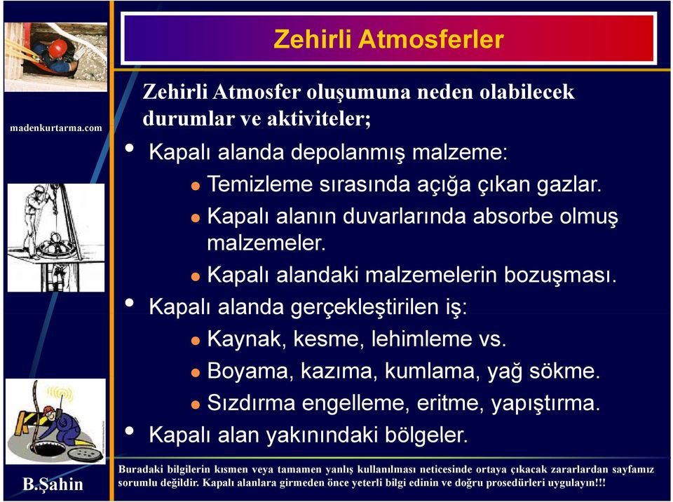 Kapalı alanın duvarlarında absorbe olmuş malzemeler. Kapalı alandaki malzemelerin bozuşması.