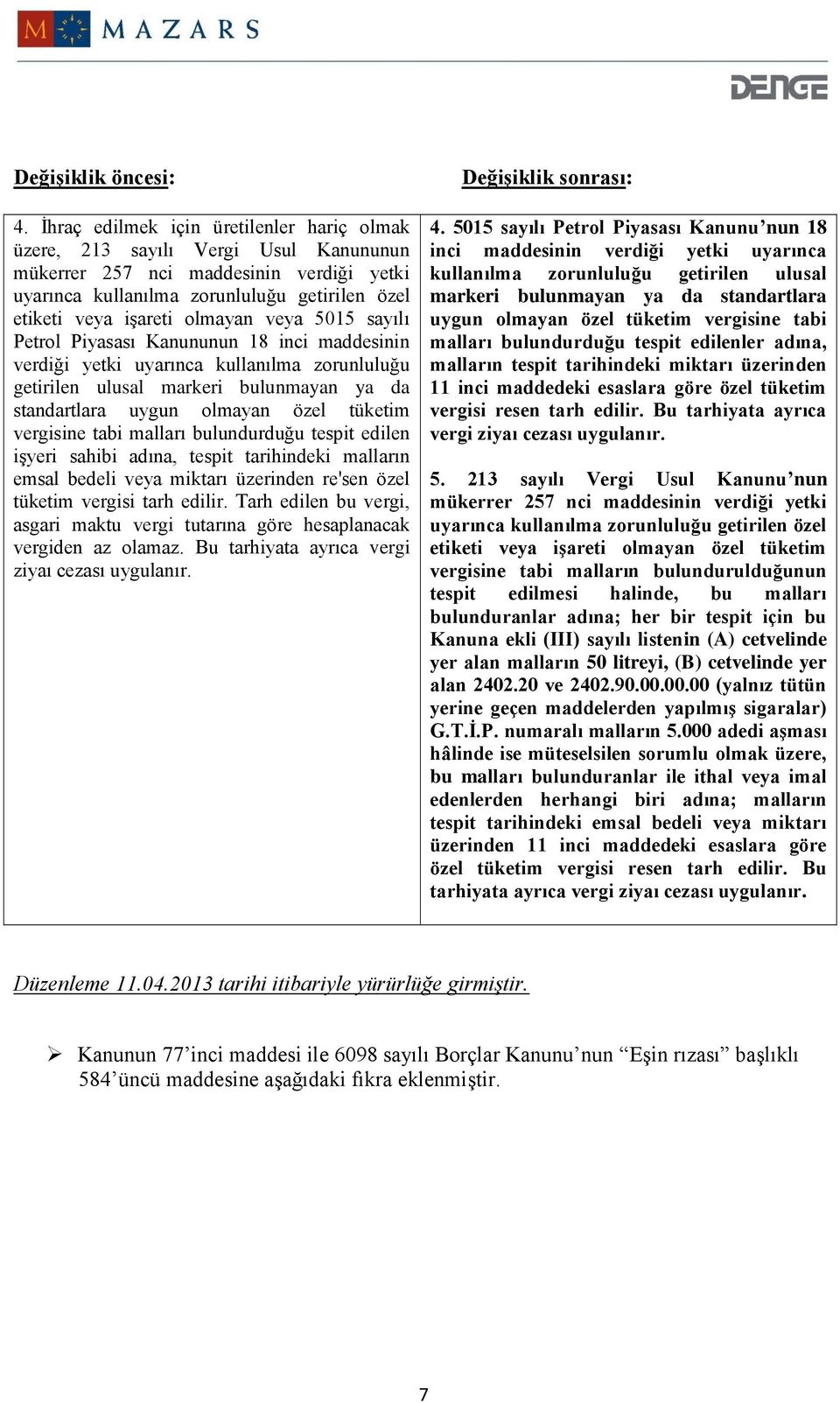 veya 5015 sayılı Petrol Piyasası Kanununun 18 inci maddesinin verdiği yetki uyarınca kullanılma zorunluluğu getirilen ulusal markeri bulunmayan ya da standartlara uygun olmayan özel tüketim vergisine