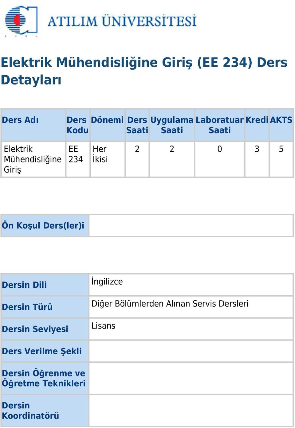 3 5 Ön Koşul Ders(ler)i Dersin Dili İngilizce Dersin Türü Dersin Seviyesi Diğer Bölümlerden