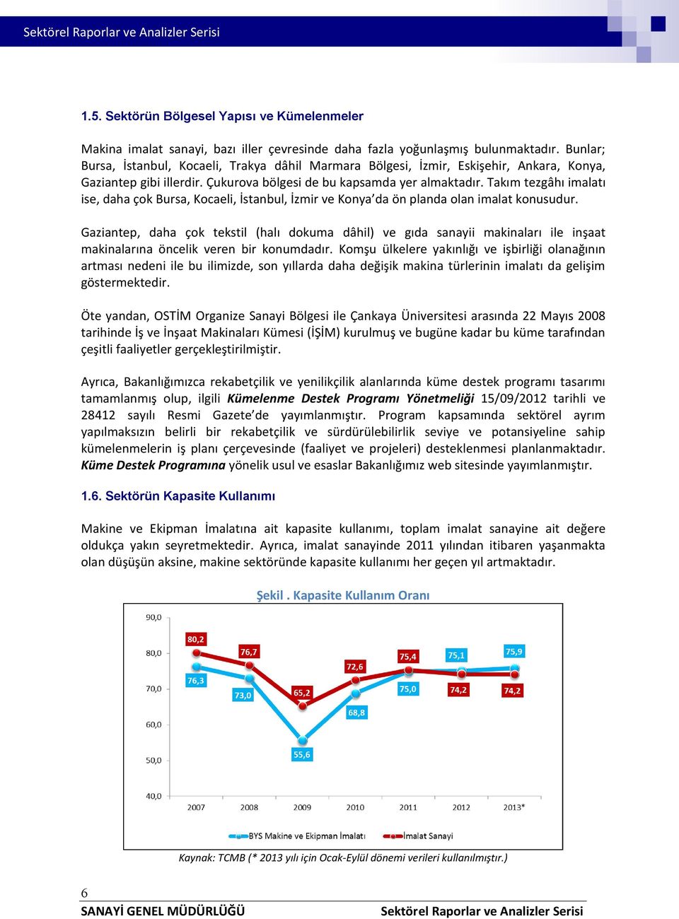 Takım tezgâhı imalatı ise, daha çok Bursa, Kocaeli, İstanbul, İzmir ve Konya da ön planda olan imalat konusudur.