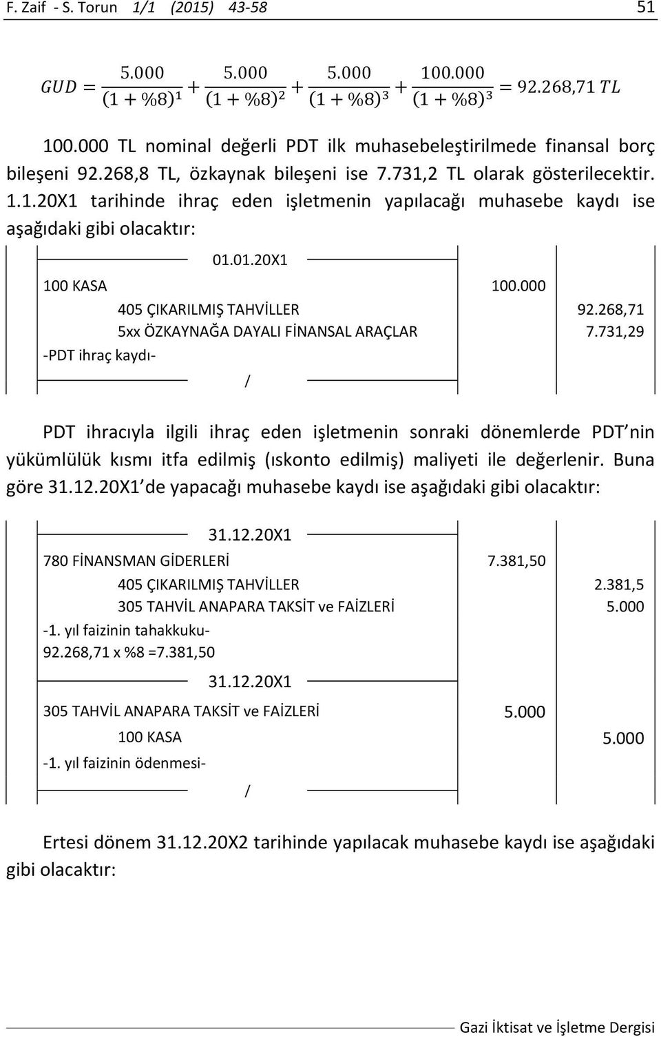 000 405 ÇIKARILMIŞ TAHVİLLER 5xx ÖZKAYNAĞA DAYALI FİNANSAL ARAÇLAR PDT ihraç kaydı / 92.268,71 7.